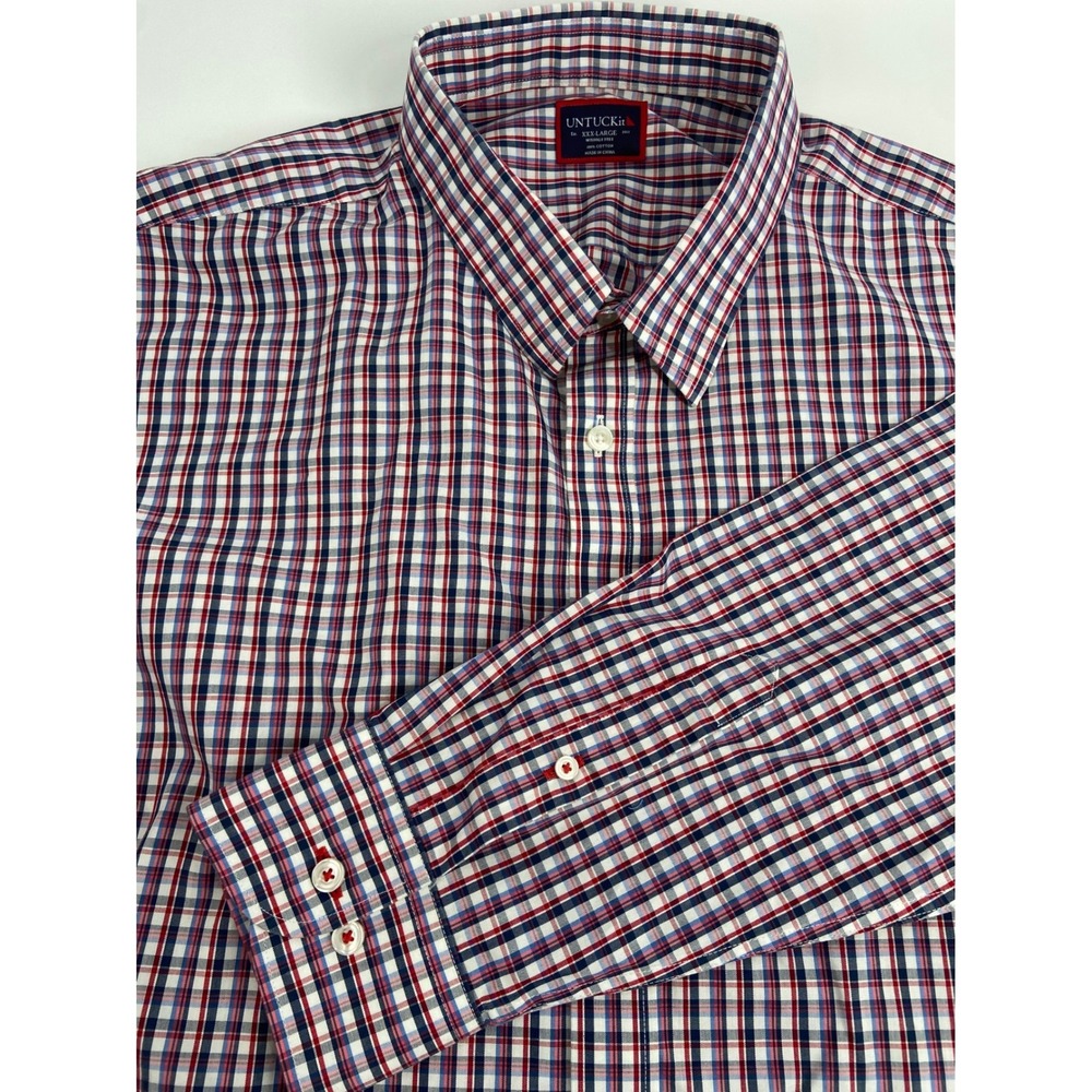 UNTUCKit 3XL‎ Red/Wht/Blue Plaid Wrinkle Free Long Sleeve Button Up Shirt